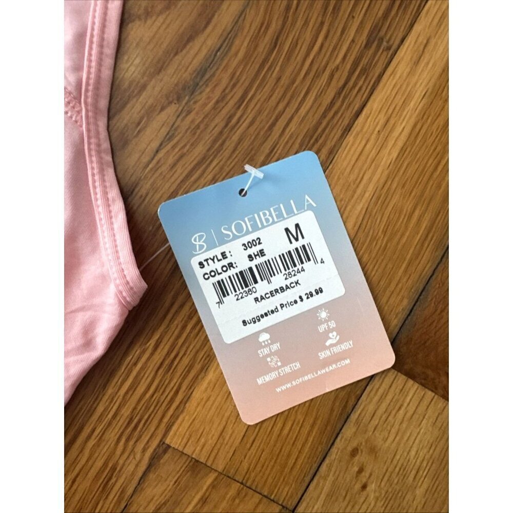 Sofibella Women's Bella Lite 50 UPF Keyhole Back Active Tank Top Pink Size M - Picture 3 of 5